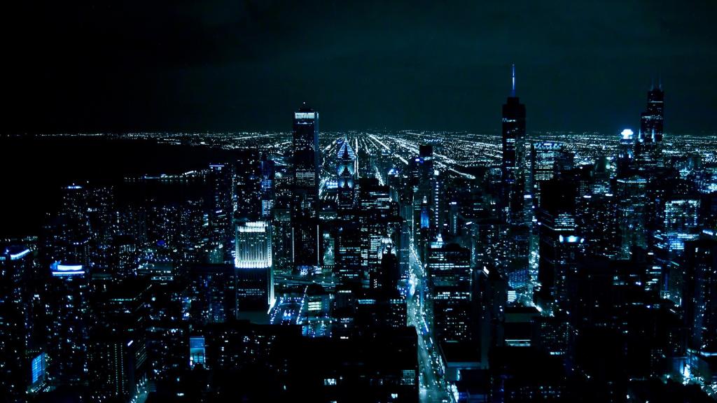 夜，夜城，芝加哥，摩天大楼