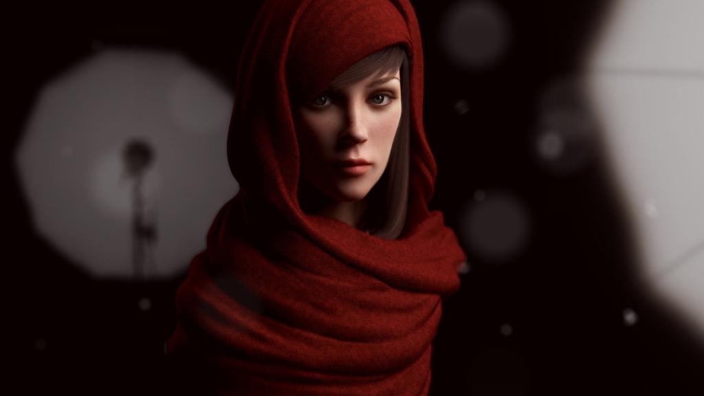 红围巾的女孩