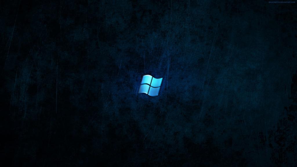 在蓝色黑色背景上的蓝色Microsoft Windows徽标