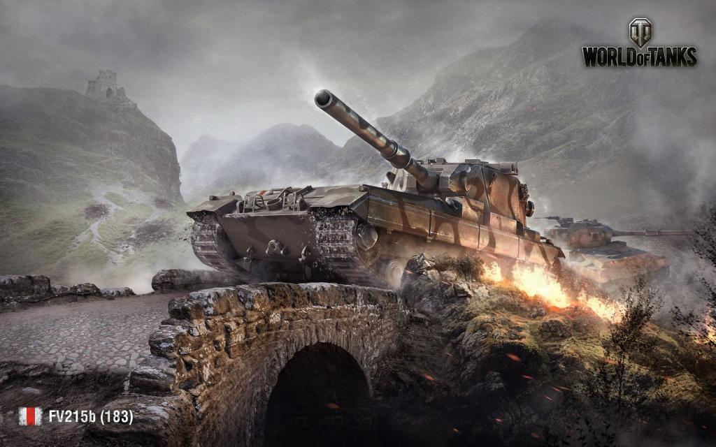 坦克FV215b在游戏中的坦克世界桥梁