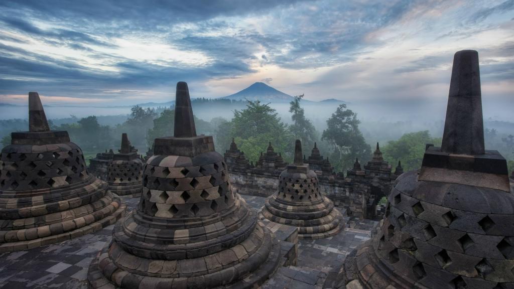 印尼，爪哇岛，婆罗浮屠寺庙