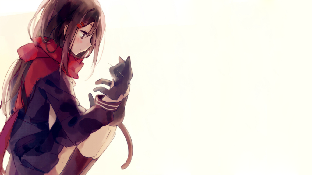动漫女孩手里拿着一只猫，动漫Kagerou项目