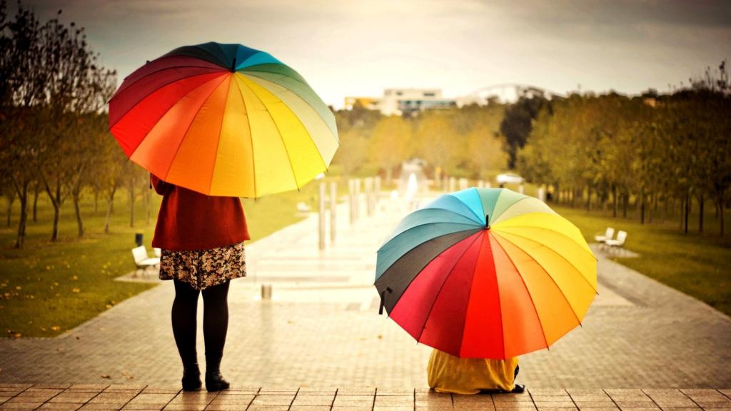 两个与雨伞
