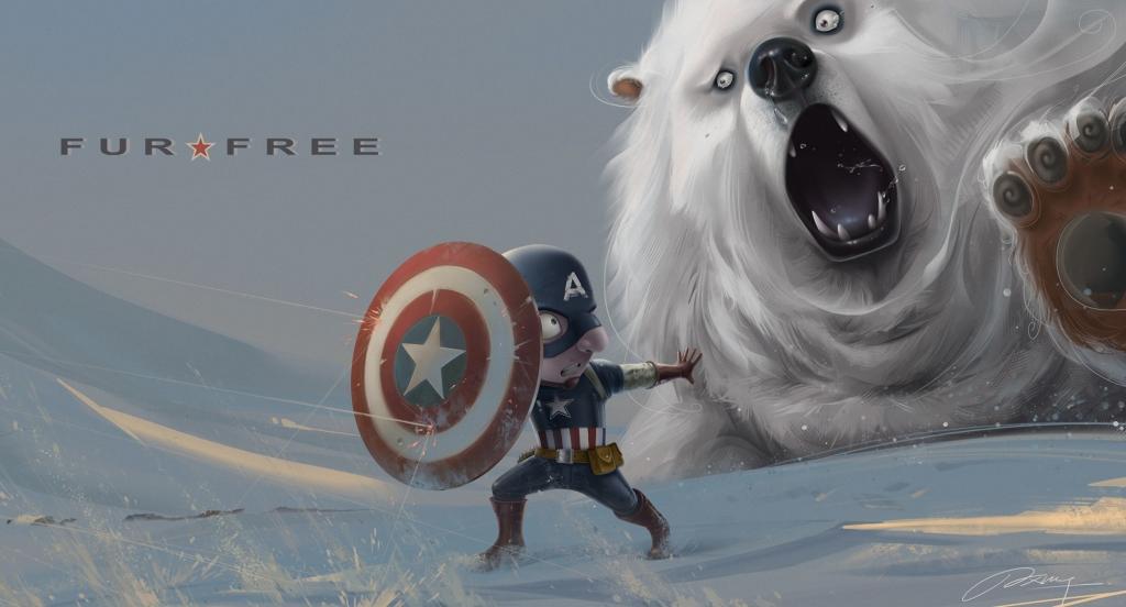 雪，熊，美国队长