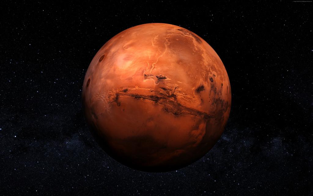 红色行星火星在太空中