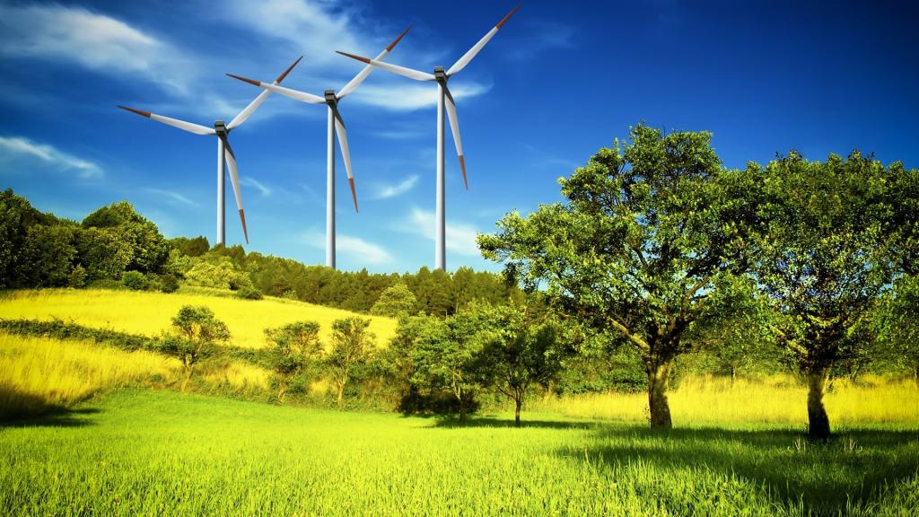 大自然中的风力涡轮机