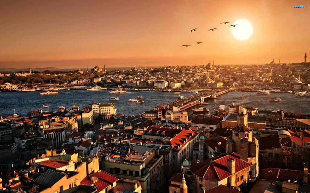 晚上太阳在伊斯坦布尔