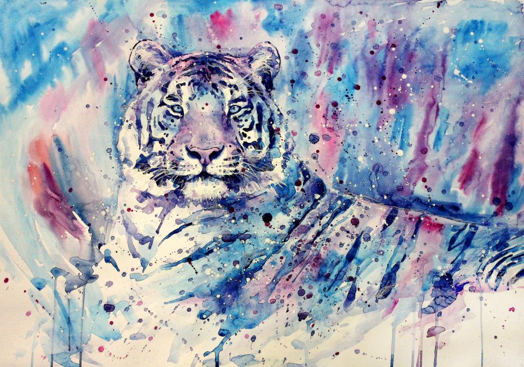老虎在紫色色调的图像