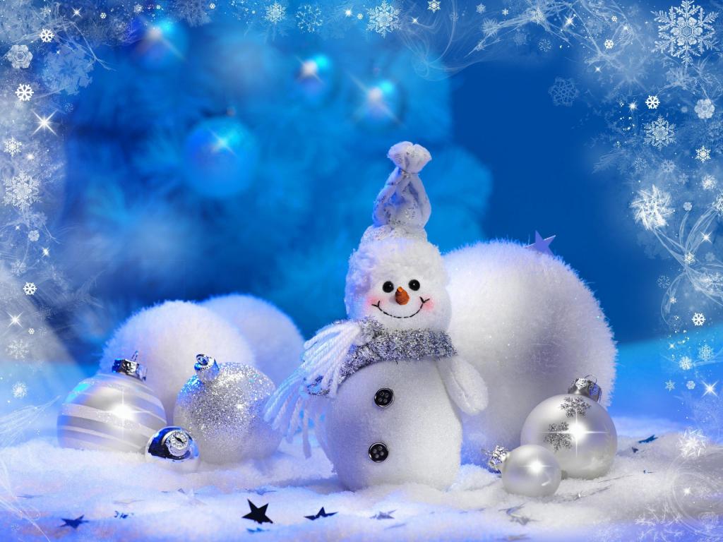 快乐的雪人和圣诞树玩具