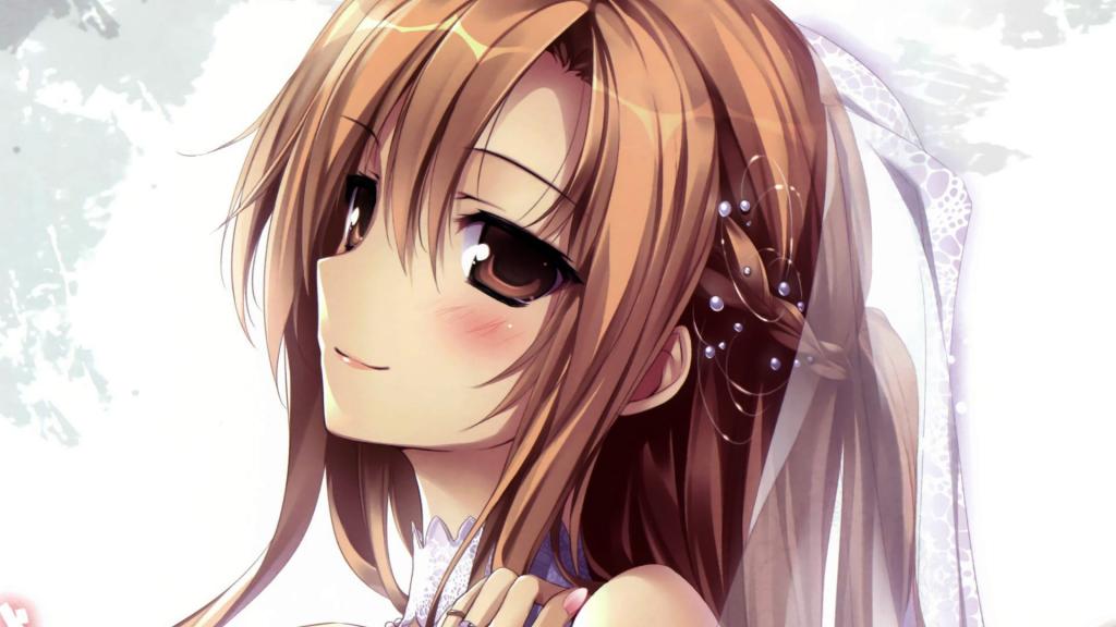 动漫女孩结婚面纱里的结城Asuna