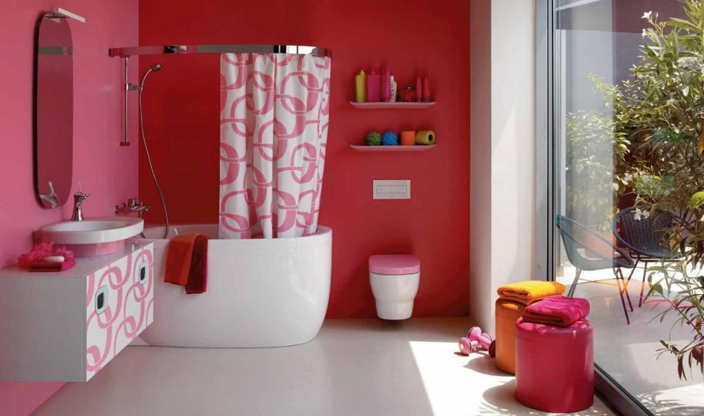 红颜色的浴室