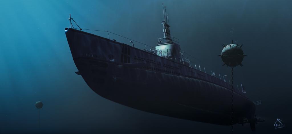 潜艇在地雷之中