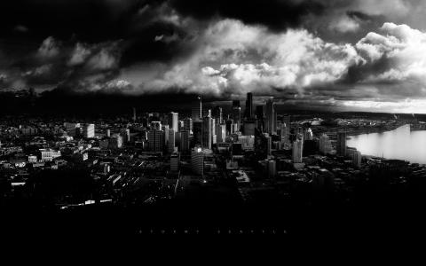 西雅图的黑白照片