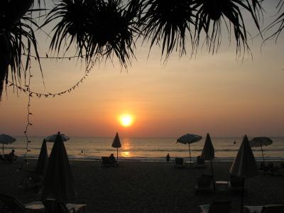 在华欣，泰国的海滩上的日落