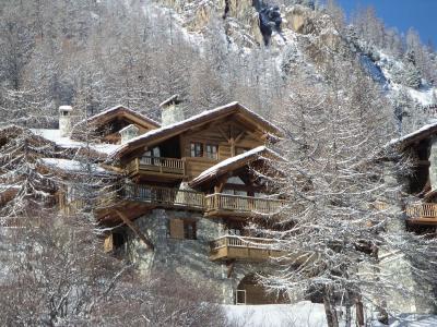 在Val d'Isere，法国滑雪胜地的树中的房子