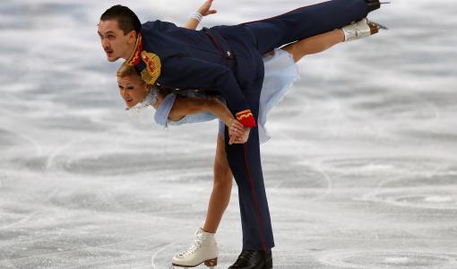 塔季扬娜Volosozhar俄罗斯花样滑冰金牌得主在索契奥运会