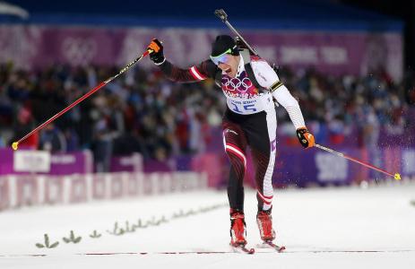 奥地利冬季两项项目冠军Dominique Landertinger获得索契银奖