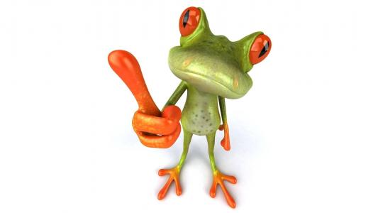 青蛙显示手指，3D图形
