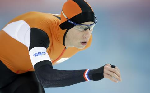 索契奥运会上的荷兰滑冰运动员Jan Blockhuisen获得银牌