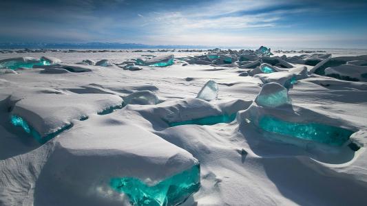 冰在冬天贝加尔湖