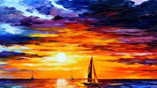 日落时分的帆船