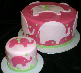 粉红色的大象生日蛋糕