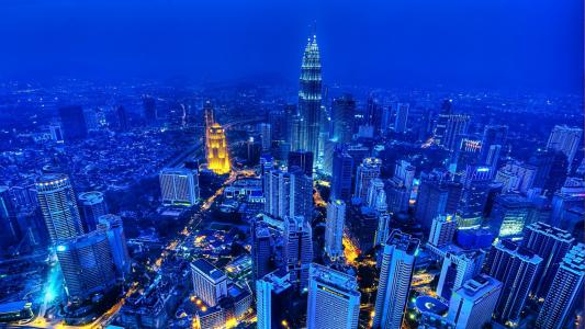 吉隆坡在蓝色阴霾，马来西亚