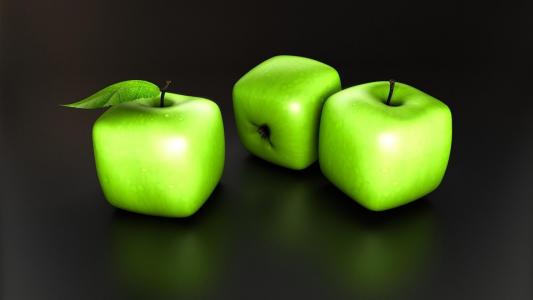 方形的苹果，三维图形