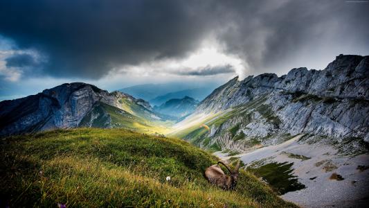 在皮拉图斯峰，瑞士的暴风云