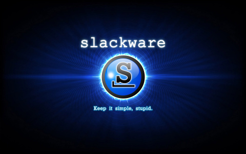 Slackware操作系统，蓝色的背景