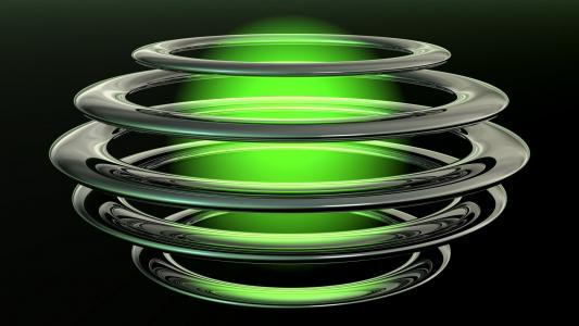 金属环中的绿色等离子体