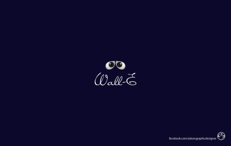 签名WALL·E，蓝色的背景