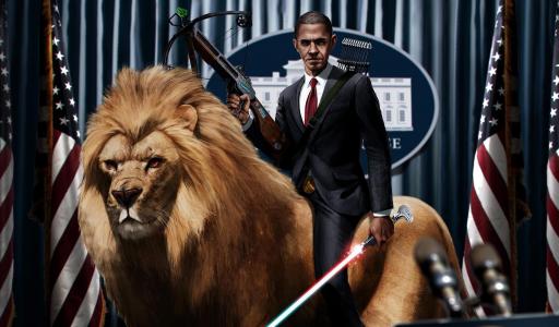 巴拉克·奥巴马（Barack Obama）背负狮子