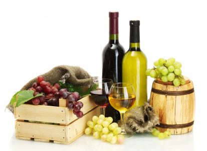 葡萄和葡萄酒盒