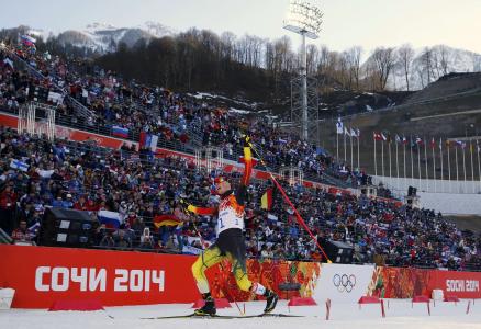 2014年索契奥运会的Eric Frenzel德国滑雪运动员金牌