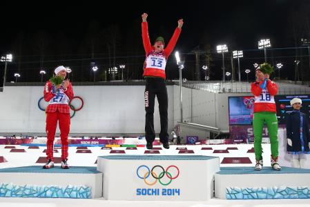 冬奥会冬季两项运动员Nadezhda Skardino在奥运会期间在索契铜牌的所有者