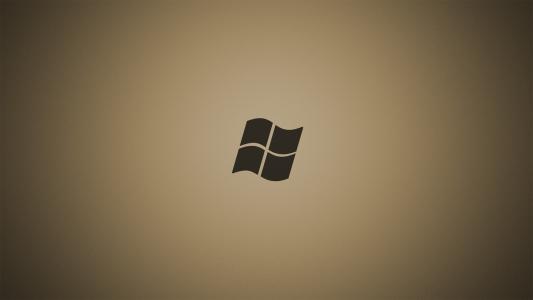 灰色微软标志，棕色背景
