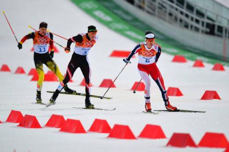 银牌得主德国滑雪者Bjorn Kircheisen在奥运会在索契