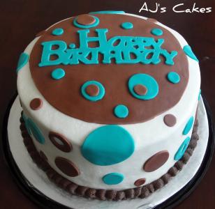 绿松石和巧克力生日蛋糕