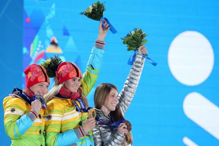 来自德国的Tatyana Hjufner在2014年索契奥运会上获得银牌
