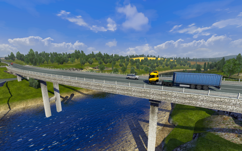 在游戏中的桥河欧洲卡车模拟器2