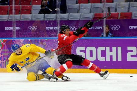瑞典冰球选手在索契奥运会上夺得银牌
