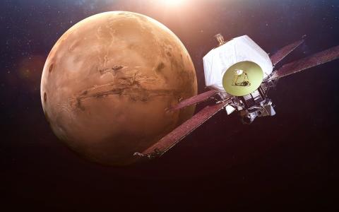 行星际空间站水手在行星火星的轨道上