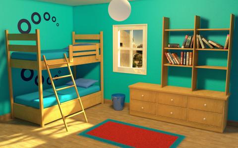 儿童房内的木制家具