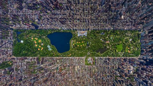 中央公园，纽约顶视图