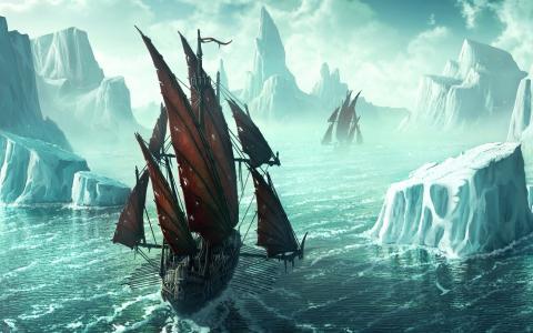 北欧海盗船在冰上