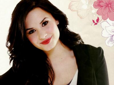 黛咪Lovato花的背景上