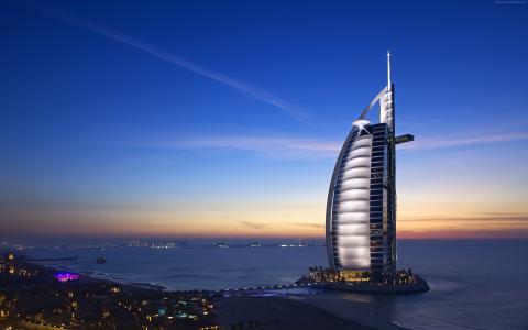 美丽的酒店建筑迪拜Burj Al Arab。