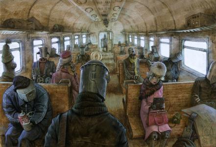 在火车上的铁机器人