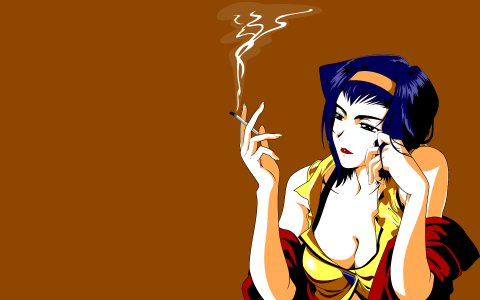 香烟在动漫牛仔波普的女孩